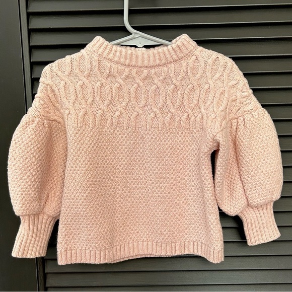 Janie and Jack Textured Wool Blend Sweater, Pink Cable Knit, Size 18-24 Months - Picture 3 of 11